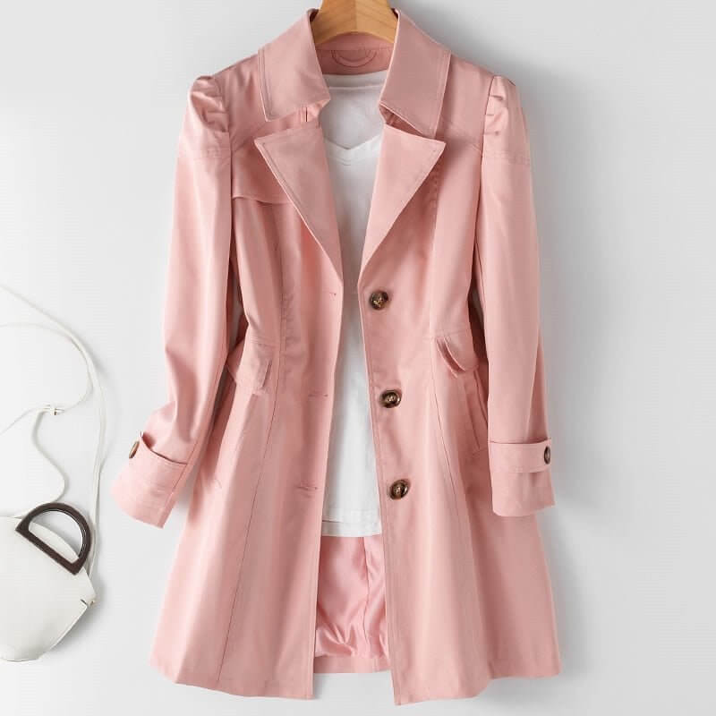 Women's Classic Trench Coat with Belted Waist