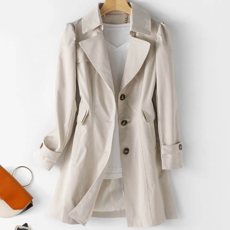 Women's Classic Trench Coat with Belted Waist