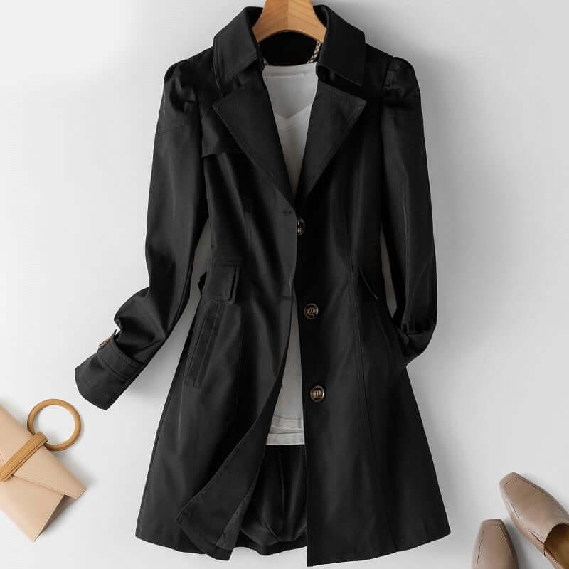 Women's Classic Trench Coat with Belted Waist