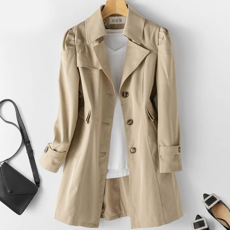 Women's Classic Trench Coat with Belted Waist