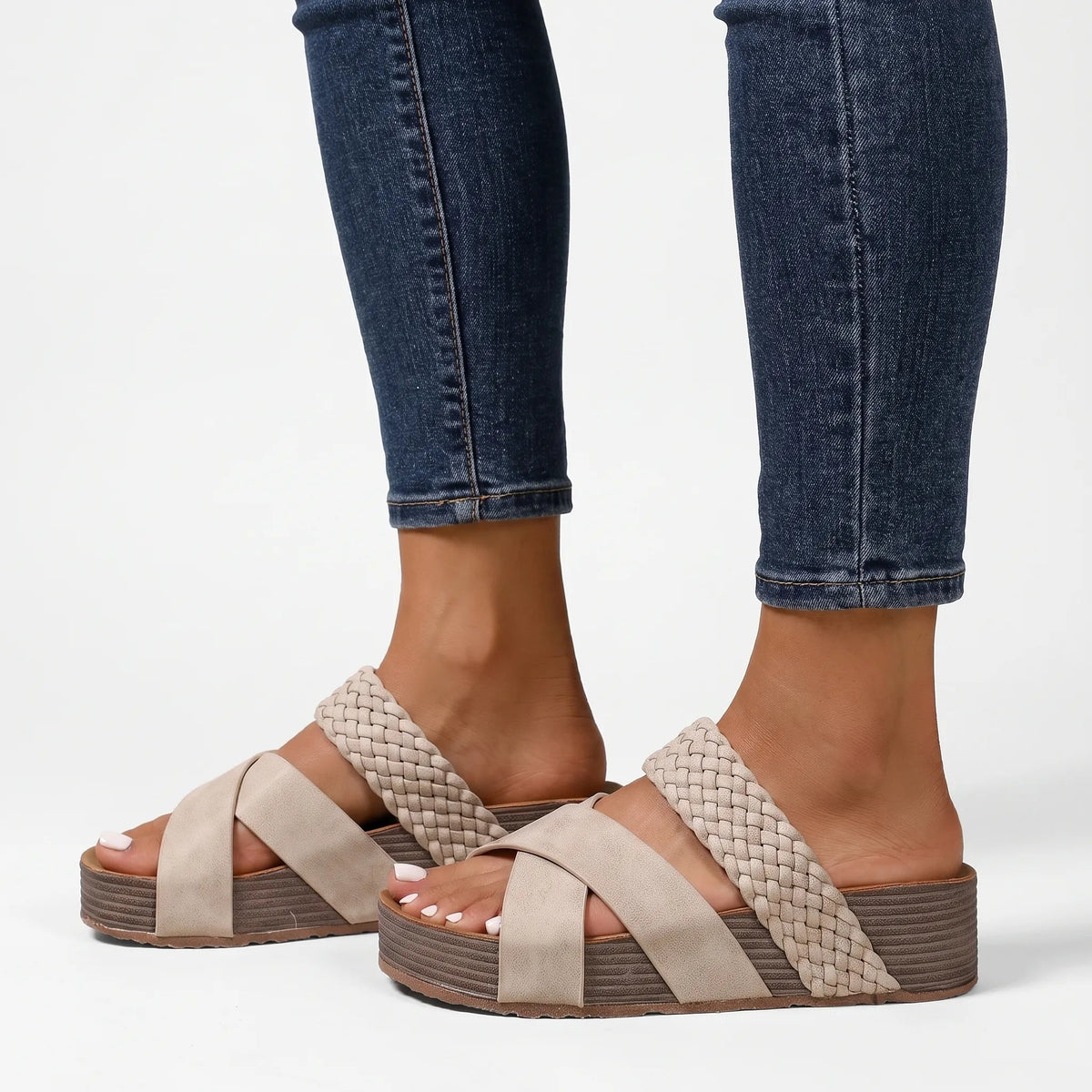 Woven-Strap Comfort Ladies Sandals