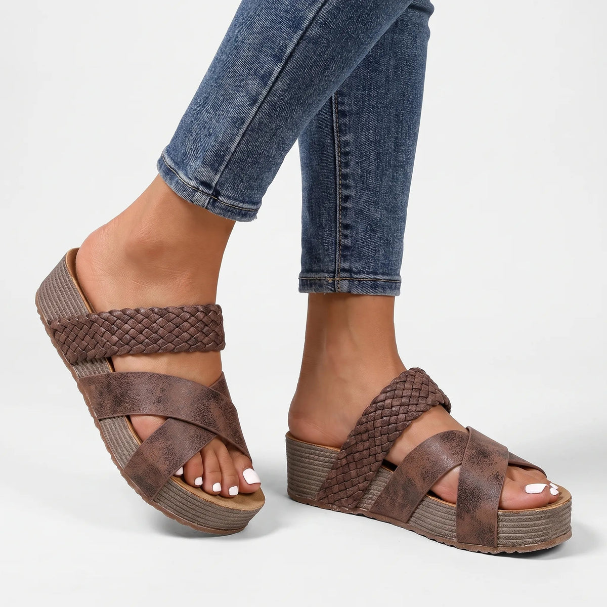 Woven-Strap Comfort Ladies Sandals
