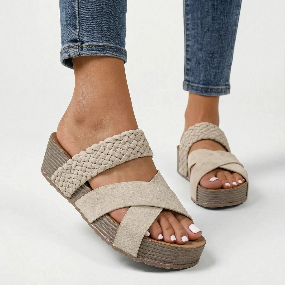 Woven-Strap Comfort Ladies Sandals