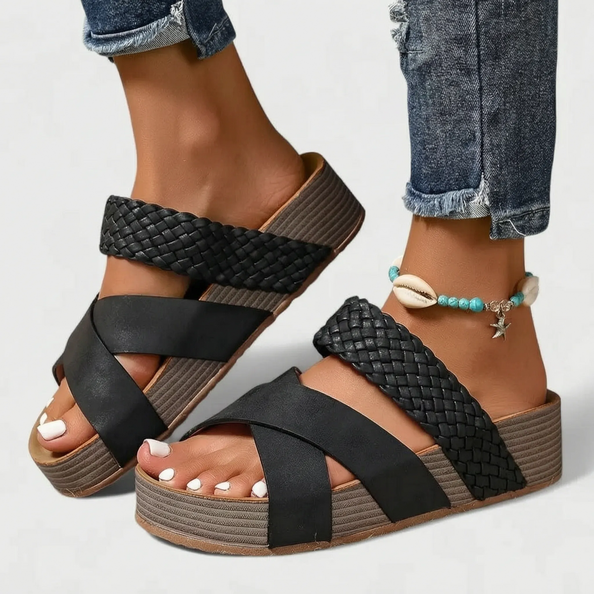Woven-Strap Comfort Ladies Sandals