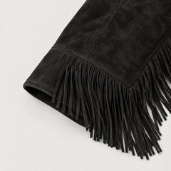 Cropped Western Fringe Jacket with Notched Lapels