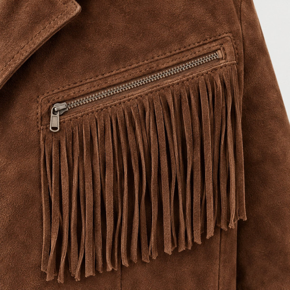 Cropped Western Fringe Jacket with Notched Lapels