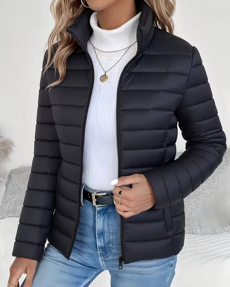 Lightweight Quilted Jacket with Stand Collar