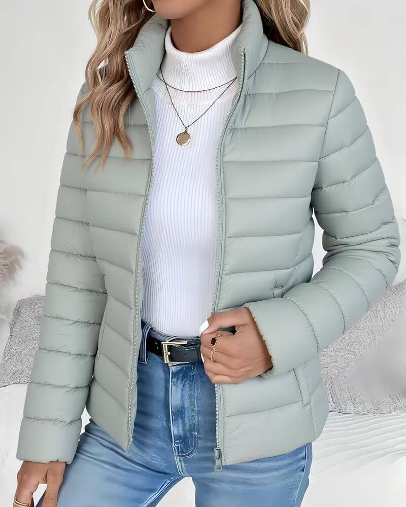 Lightweight Quilted Jacket with Stand Collar