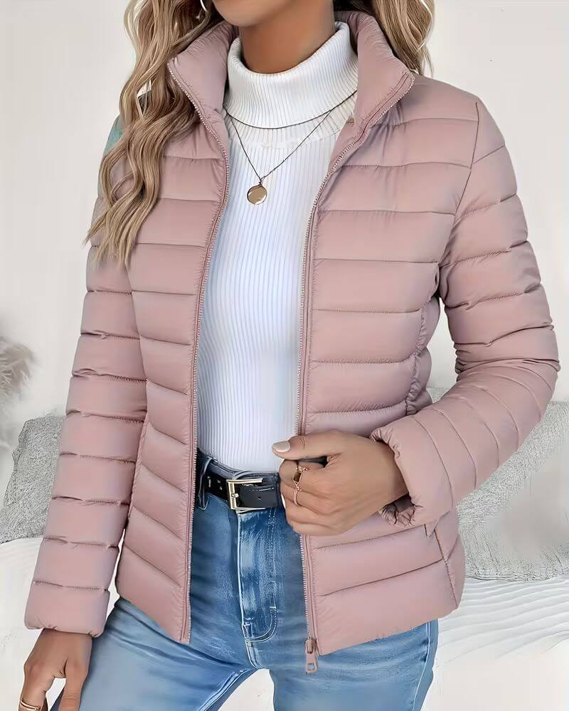 Lightweight Quilted Jacket with Stand Collar